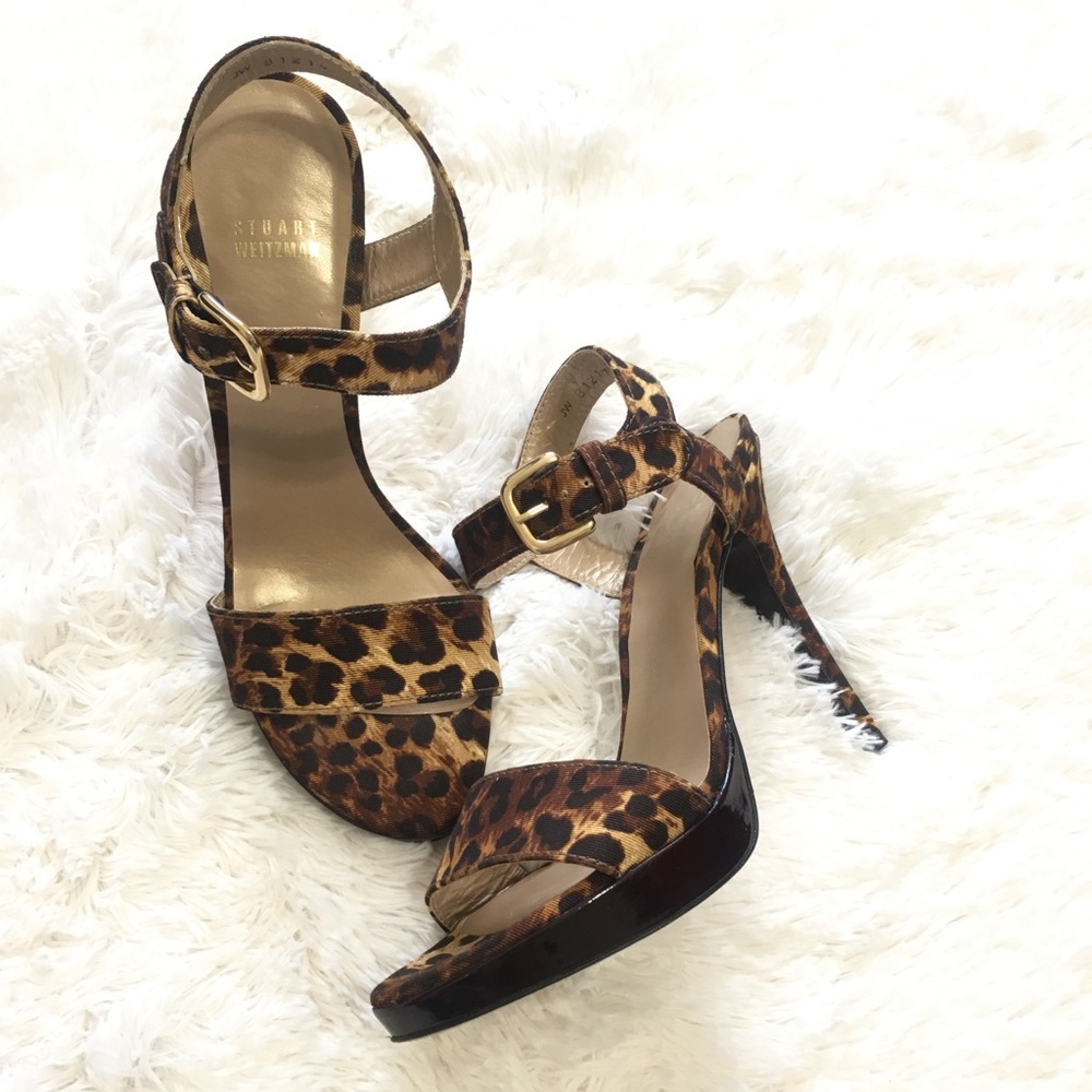 Stuart weitzman leopard platform heels
